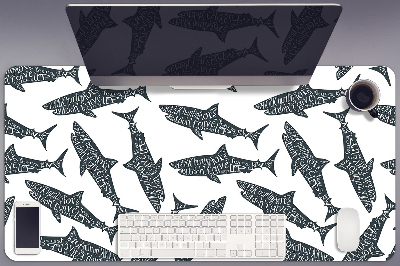 PVC Schreibtischmatte Shark Typografie