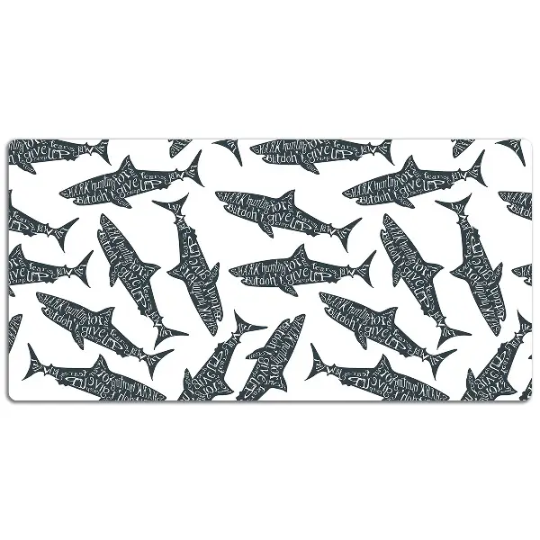 PVC Schreibtischmatte Shark Typografie