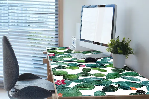 PVC Schreibtischmatte Kakteen mit Blumen