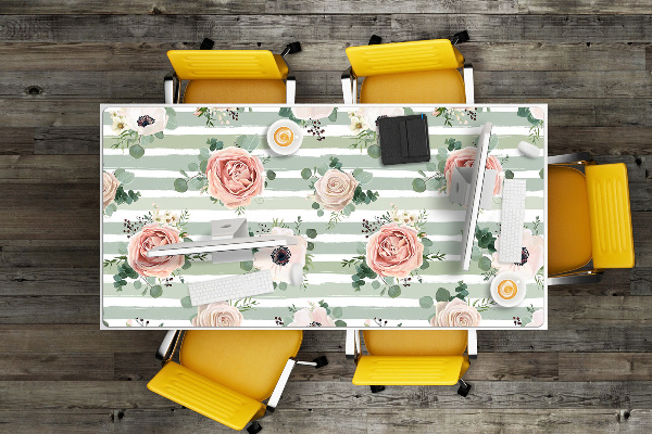 PVC Schreibtischmatte Gestreifte Rosen
