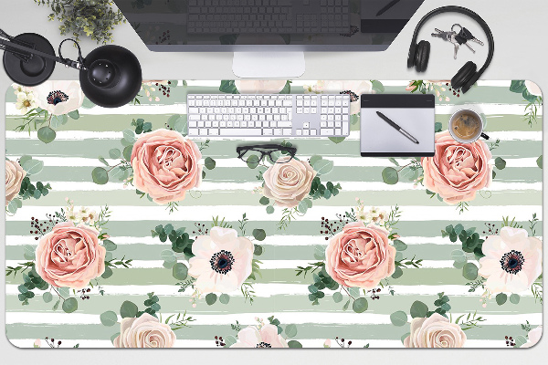 PVC Schreibtischmatte Gestreifte Rosen