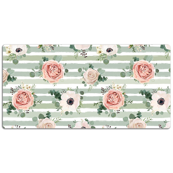 PVC Schreibtischmatte Gestreifte Rosen