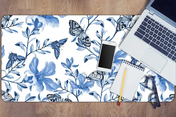 Büro-Schreibtischmatte Blaue Blumen