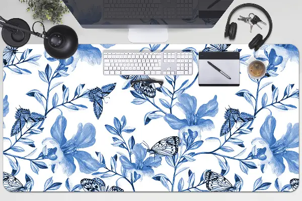 Büro-Schreibtischmatte Blaue Blumen