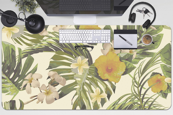 PVC Schreibtischmatte Tropische Blätter und Blumen