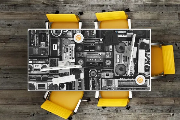 PVC Schreibtischmatte Alte Schule Boombox.