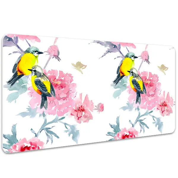 Schreibtisch Unterlegmatte Vögel und Blumen