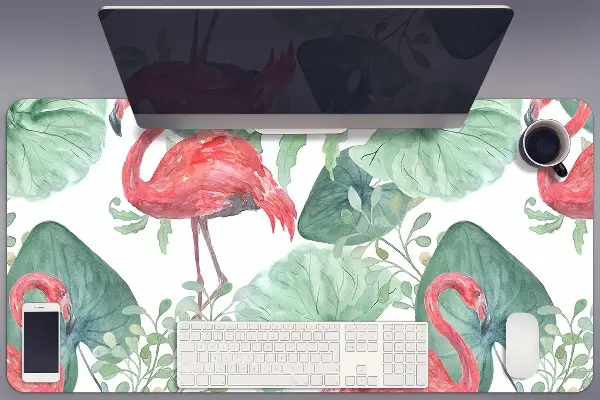 Büro-Schreibtischmatte Exotische Flamingos.