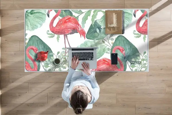 Büro-Schreibtischmatte Exotische Flamingos.