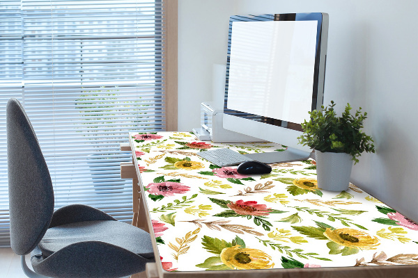 Büro-Schreibtischmatte Aquarellblumen