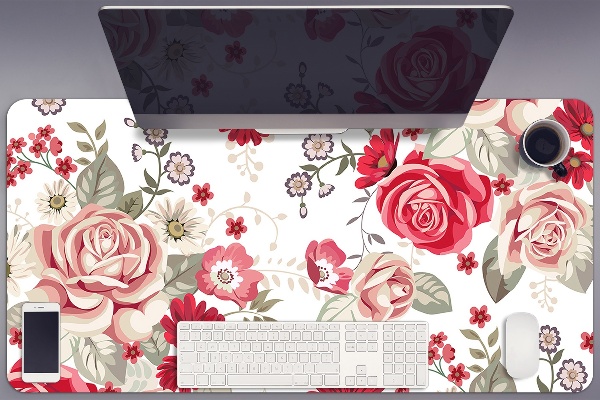 Schreibtisch Unterlegmatte rote Blumen