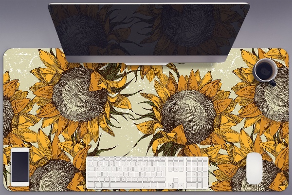 Schreibtisch Unterlegmatte Retro Sonnenblumen