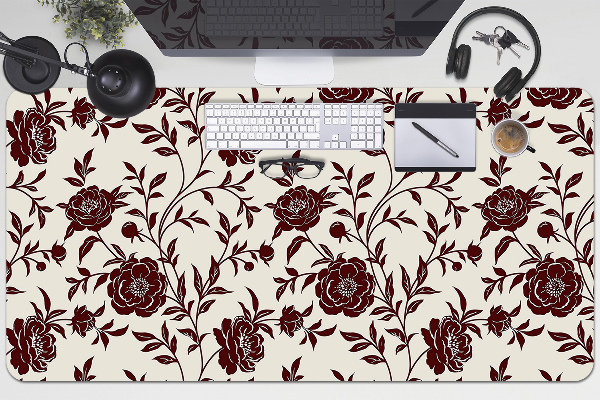 Büro-Schreibtischmatte Burgunder Blumen