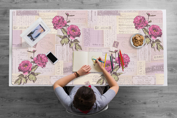 Schreibtischunterlage Papier und Pfingstrosen