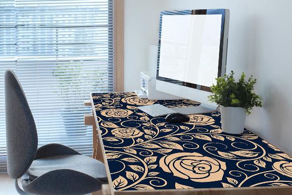 PVC Schreibtischmatte Weinlese goldene Rosen