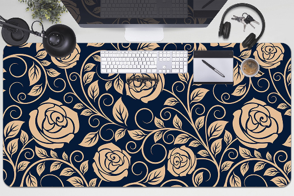 PVC Schreibtischmatte Weinlese goldene Rosen