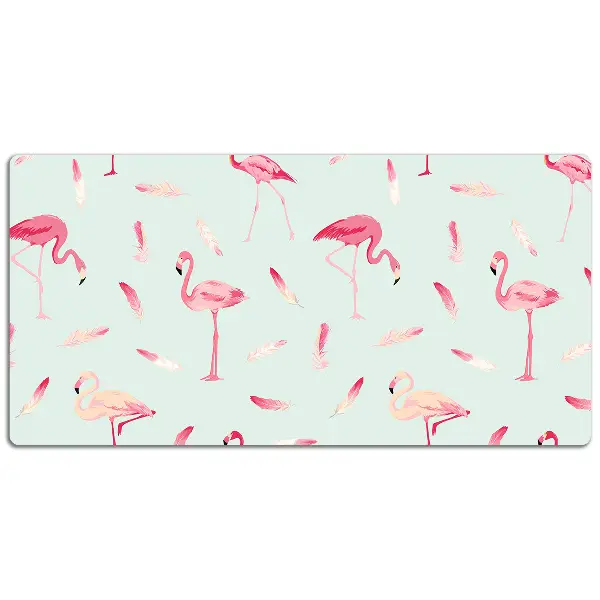 Büro-Schreibtischmatte Flamingos und Federn