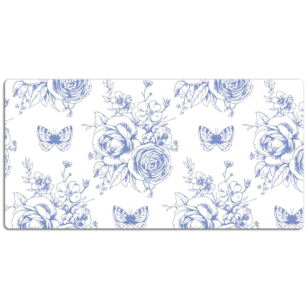 PVC Schreibtischmatte Schmetterlinge und Blumen