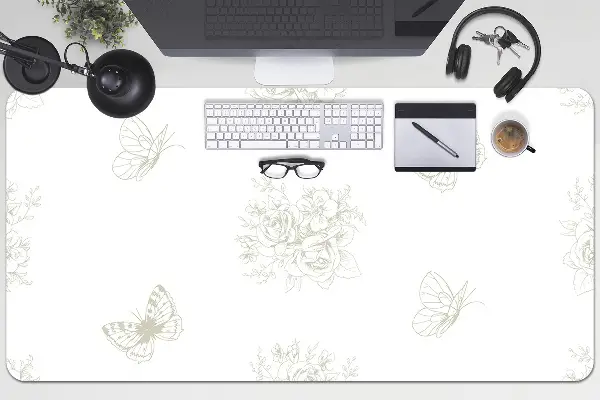 Schreibtisch Unterlegmatte Schmetterlinge und Blumen