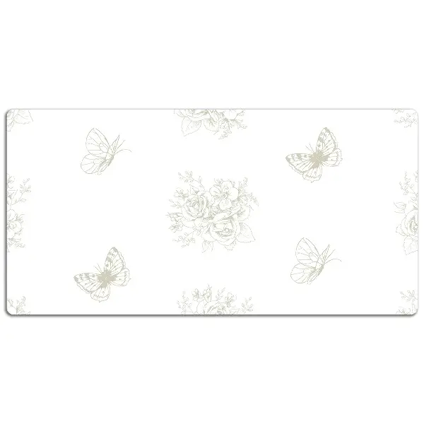 Schreibtisch Unterlegmatte Schmetterlinge und Blumen