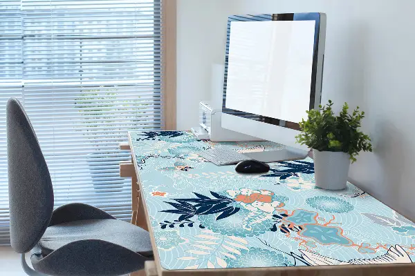 PVC Schreibtischmatte Kran und Blumen