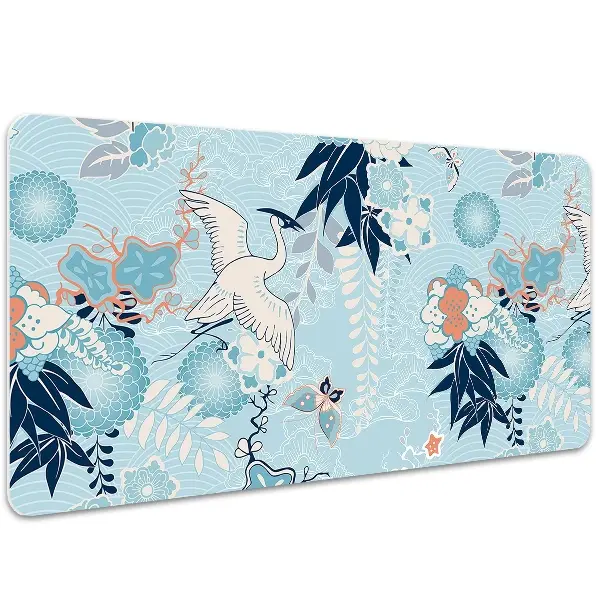 PVC Schreibtischmatte Kran und Blumen