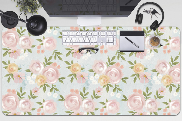 PVC Schreibtischmatte Aquarellblumen