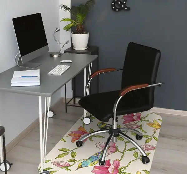 Bürostuhlunterlage Blumen und Vögel