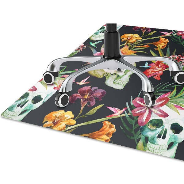 Stuhlunterlage Schädel und Blumen