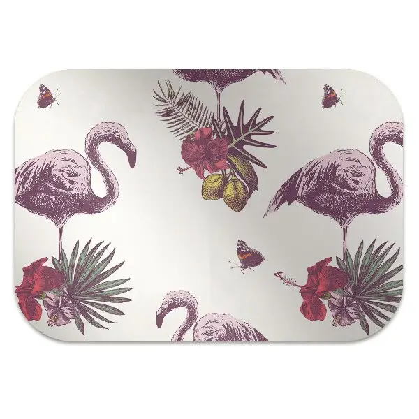 Stuhlmatte für Hartböden Flamingos & Hibiskus.