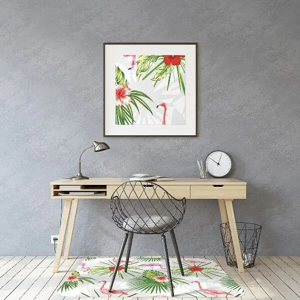 Stuhlmatte Flamingos und Blumen
