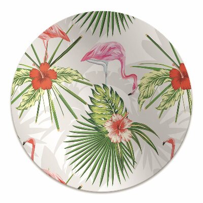 Stuhlmatte Flamingos und Blumen