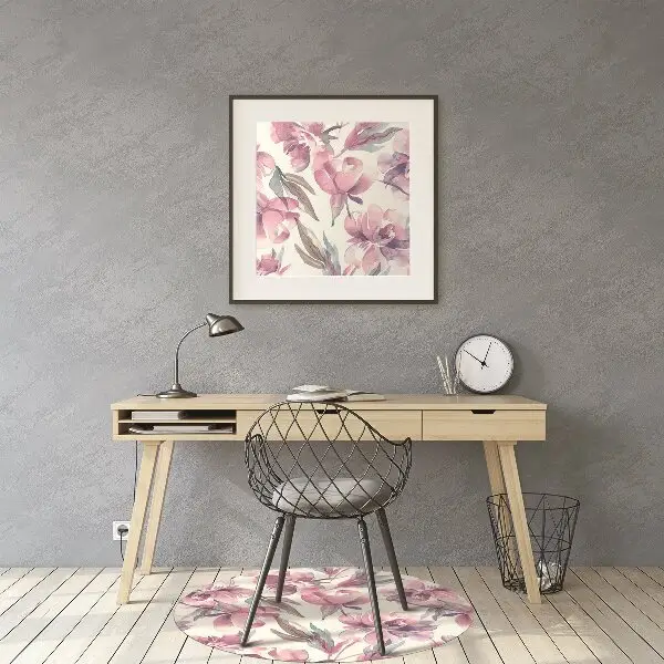 Stuhlmatte für Hartböden Pinke Blumen