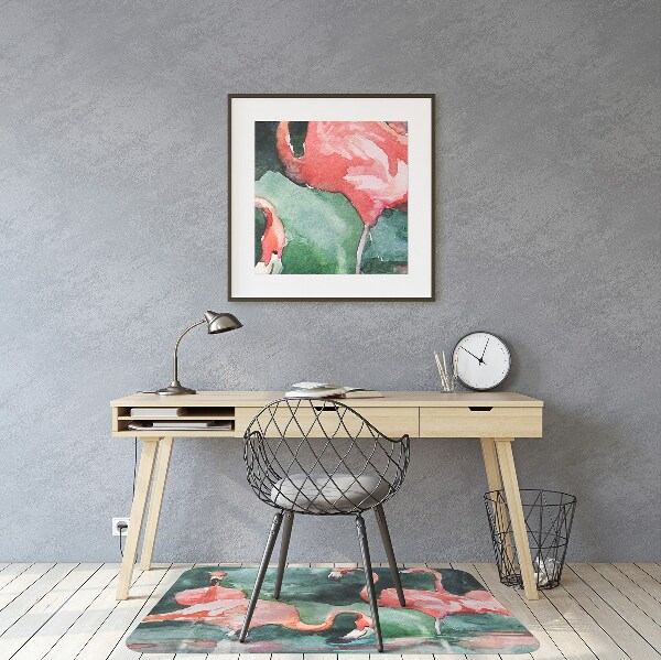 Stuhlmatte für Hartböden Lackierte Flamingos.