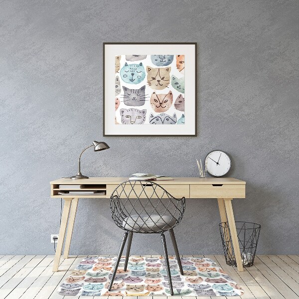 Stuhlmatte für Hartböden Aquarellkatzen