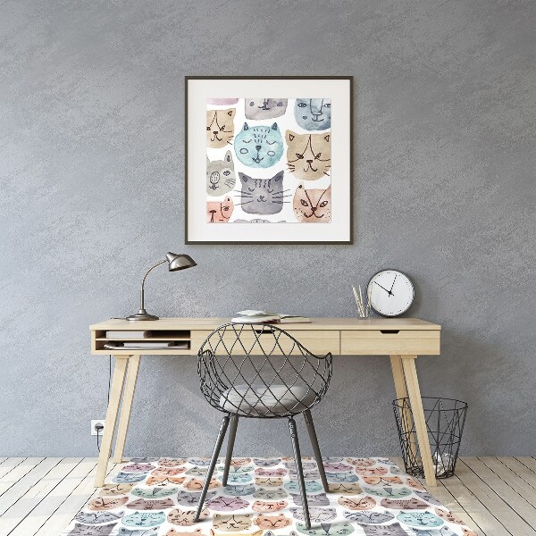Stuhlmatte für Hartböden Aquarellkatzen