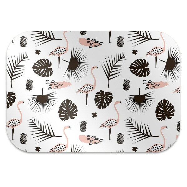 Stuhlmatte Blätter und Flamingos.