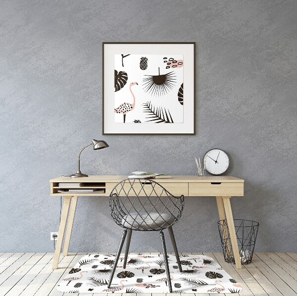 Stuhlmatte Blätter und Flamingos.