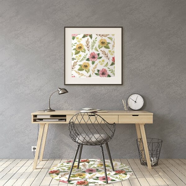 Bürostuhlunterlage Aquarellblumen