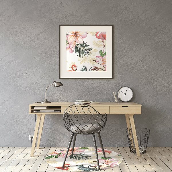 Stuhlmatte für Hartböden Flamingos in den Blumen