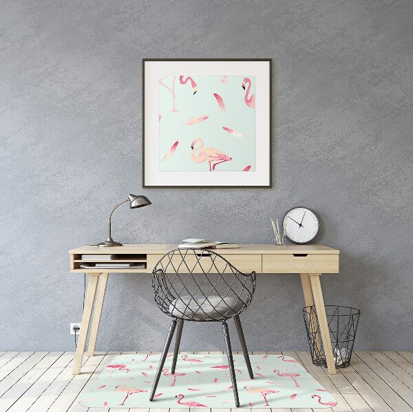 bodenschutzmatte schreibtischstuhl Flamingos und Federn
