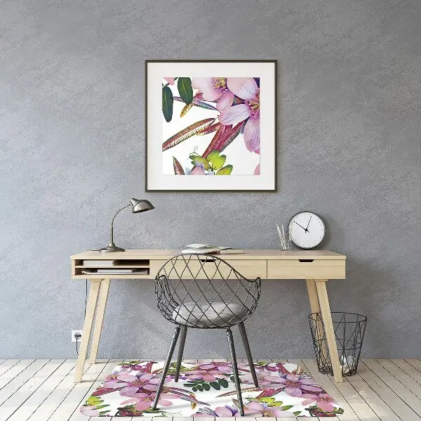 Bürostuhlunterlage Pinke Blumen