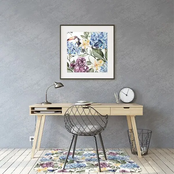 Stuhlmatte für Hartböden Retro-Blumen