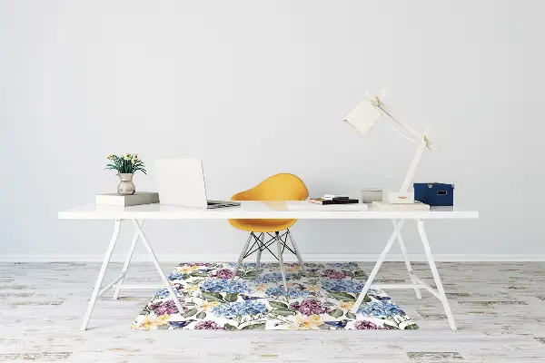 Stuhlmatte für Hartböden Retro-Blumen