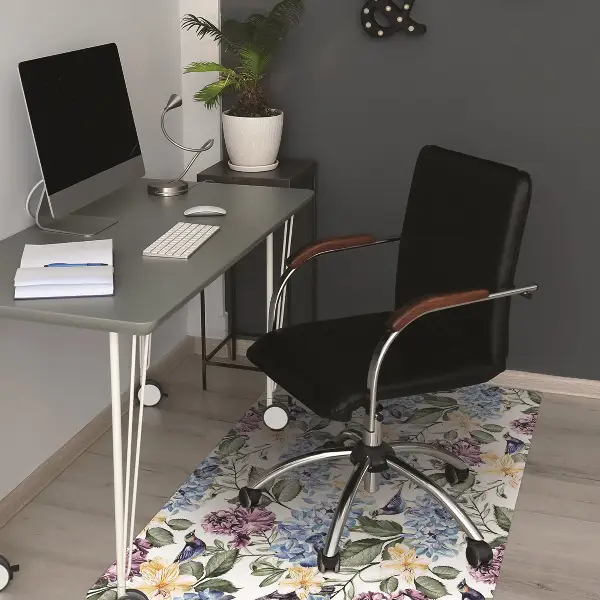 Stuhlmatte für Hartböden Retro-Blumen