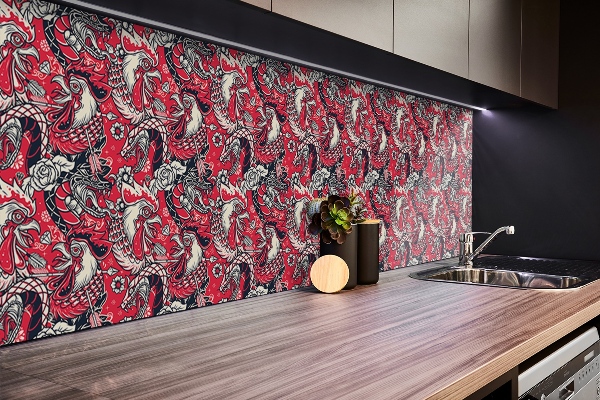 Wandverkleidung modern Schlange und Hahn